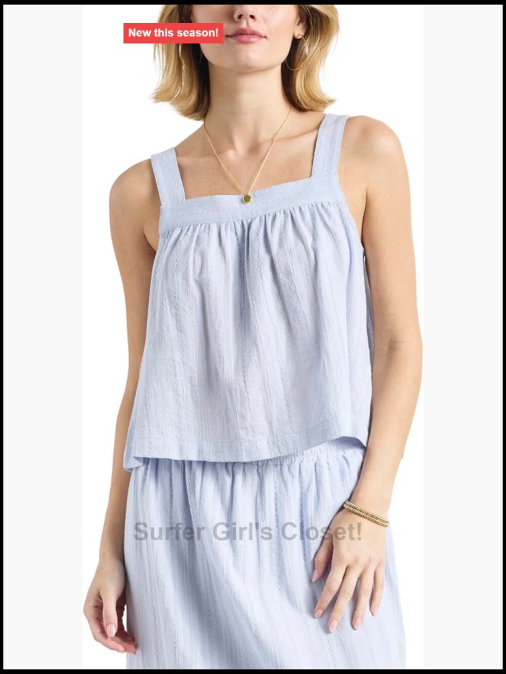 Woven Jacquard Square Neck Tank Top Sleeveless Relaxed Fit Cotton